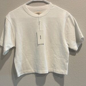 Buck Mason Women’s XS White Field Spec Boyfriend Crop Tee NWT Relaxed Fit
